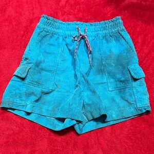 Blue Corduroy Cargo Shorts